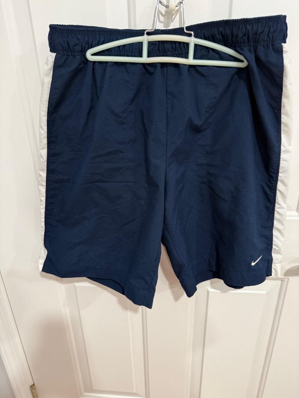 Nike Navy Athletic Shorts with White Side Stripes